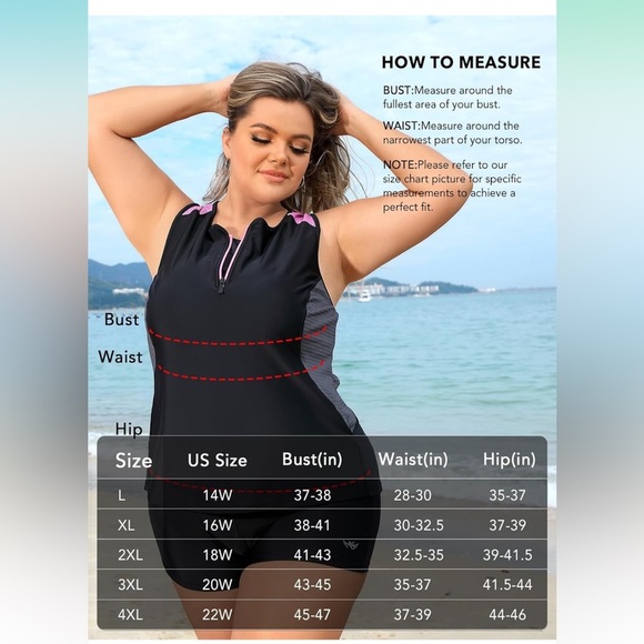 Angel season Plus Size Tankini Swimsuit Top NWT 4XL - Picture 6 of 11